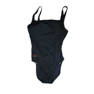 Speedo Swimsuit Womens Size 8 Solid All Black One Piece Swim Beach Vacation